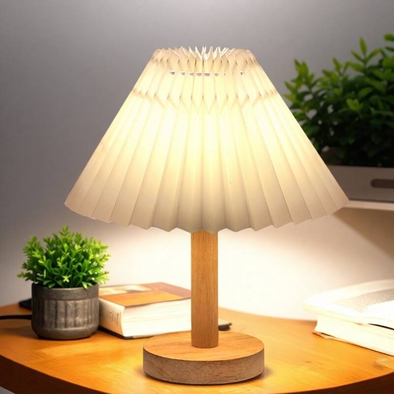 Alt View 1. Cluzine - Ruffled Lacquer LED Desk Night Light, Nordic INS Stylish Decorative Table Lamp for Bedroom Bedside Homestay Girls Dorm.