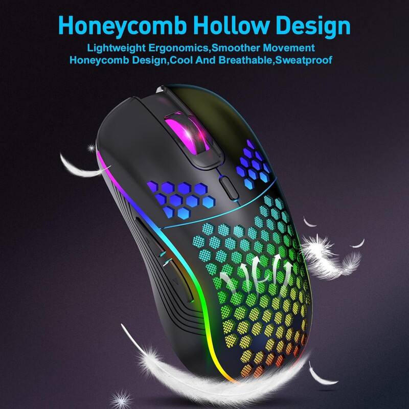 Honeycomb Hollow Design  
Lightweight Ergonomics, Smoother Movement  
Honeycomb Design, Cool And Breathable, Sweatproof