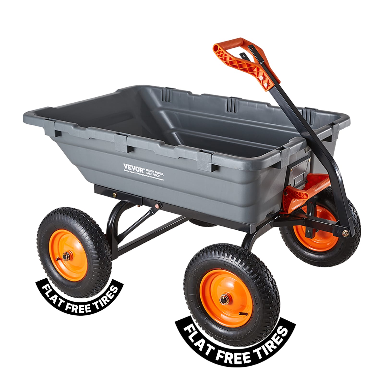 VEVOR - Garden Dump Cart, 1500 lbs Poly Dump Cart, Garden Carts Dumps Wagon with 90° Quick-Dumps Mechanism, Adjustable Handle - Black price history on PriceWatchPro