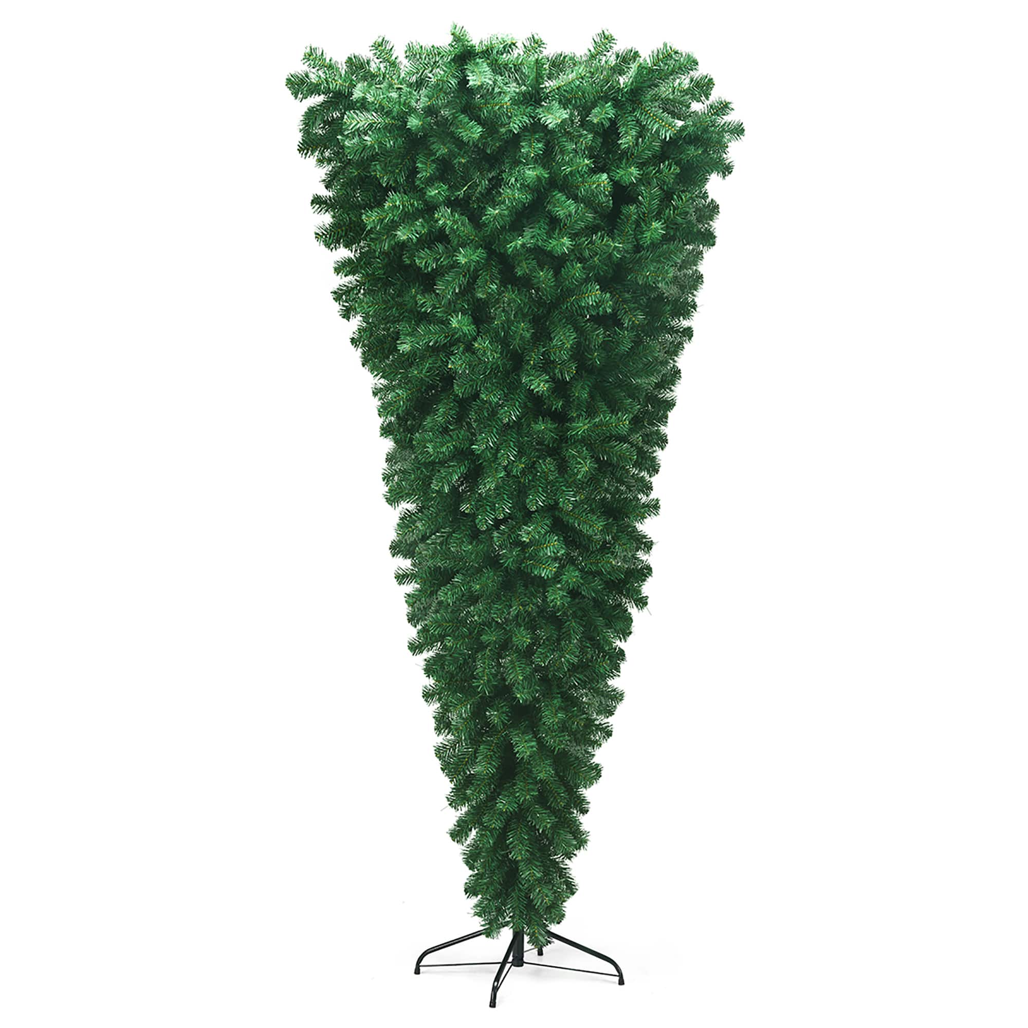 Front. Costway - 7Ft Unlit Upside Down Artificial Christmas Tree with 1000 Branch Tips Holiday - Green.