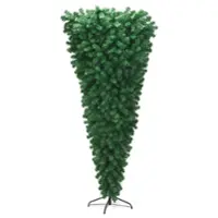 Costway - 7Ft Unlit Upside Down Artificial Christmas Tree with 1000 Branch Tips Holiday - Green - Front_Zoom