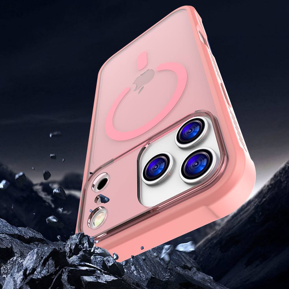 Alt View 1. Dteck - Magnetic for iPhone 17 Pro Case, Compatible with MagSafe, Military Grade Drop Protection Translucent Matte Phone Cover - Pink.