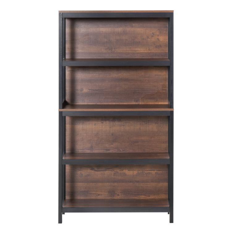 Alt View 10. PULUZ - Shelves for Storage, 4 Tier Bookshelf Utility Organizer with Back Support and Anti-Topple Design - Walnut/Black.