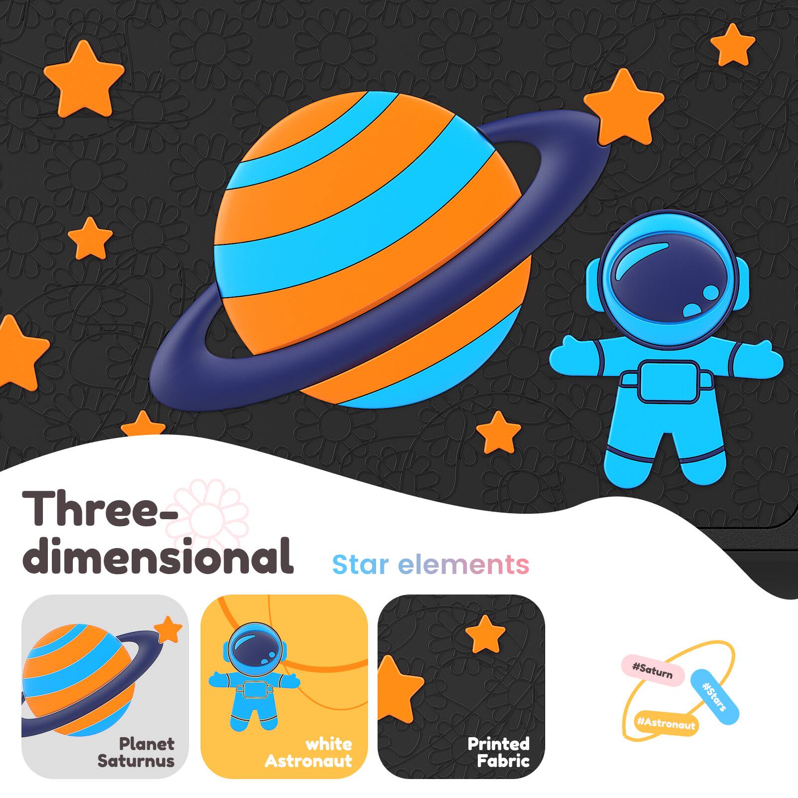 Three-dimensional Star elements Planet Saturnus white Astronaut Printed Fabric  
#Saturn #Stars #Astronaut