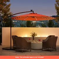 Costway - Costwsy 10 Ft Patio Solar LED 40 Lights Offset Umbrella Crank Cross Base - Orange - Front_Zoom