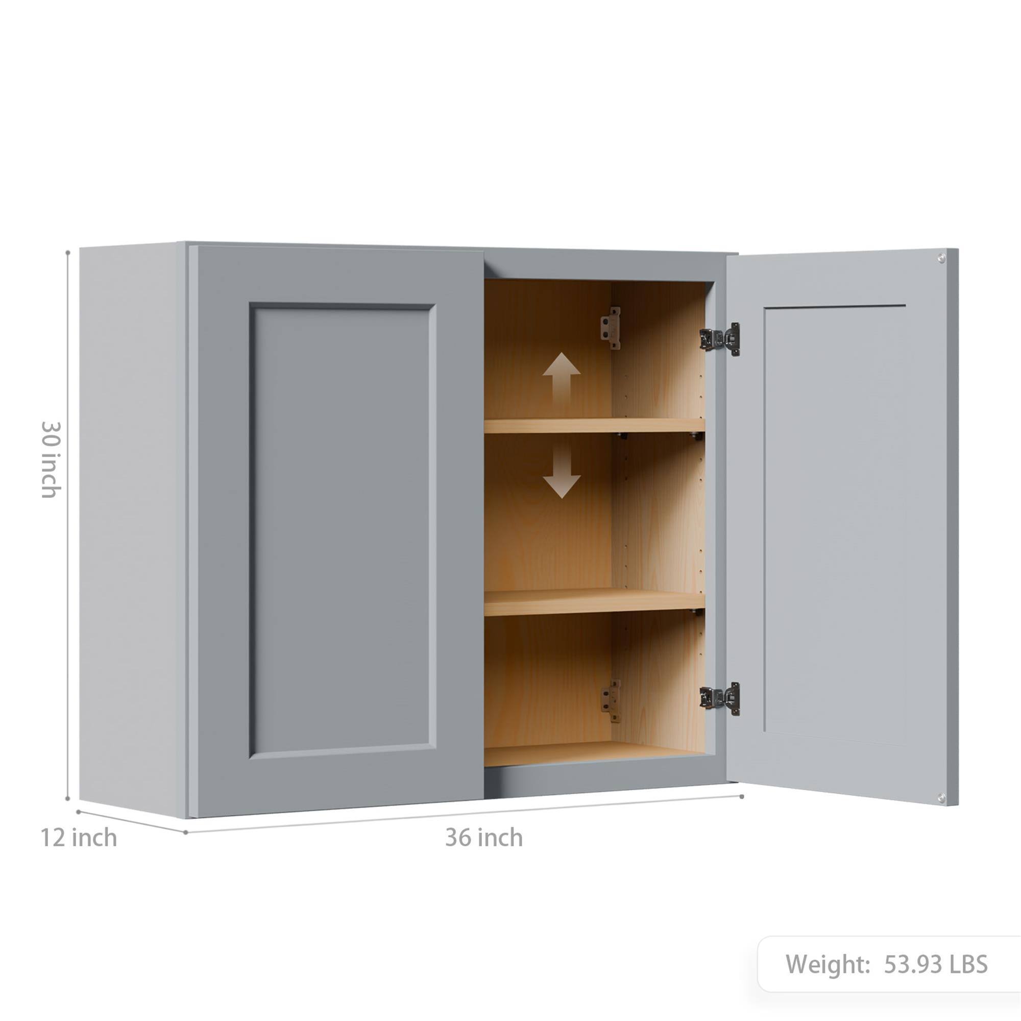 Boyel Living Shaker Wall Cabinet with Double Door 36 in L x 12 in W x ...