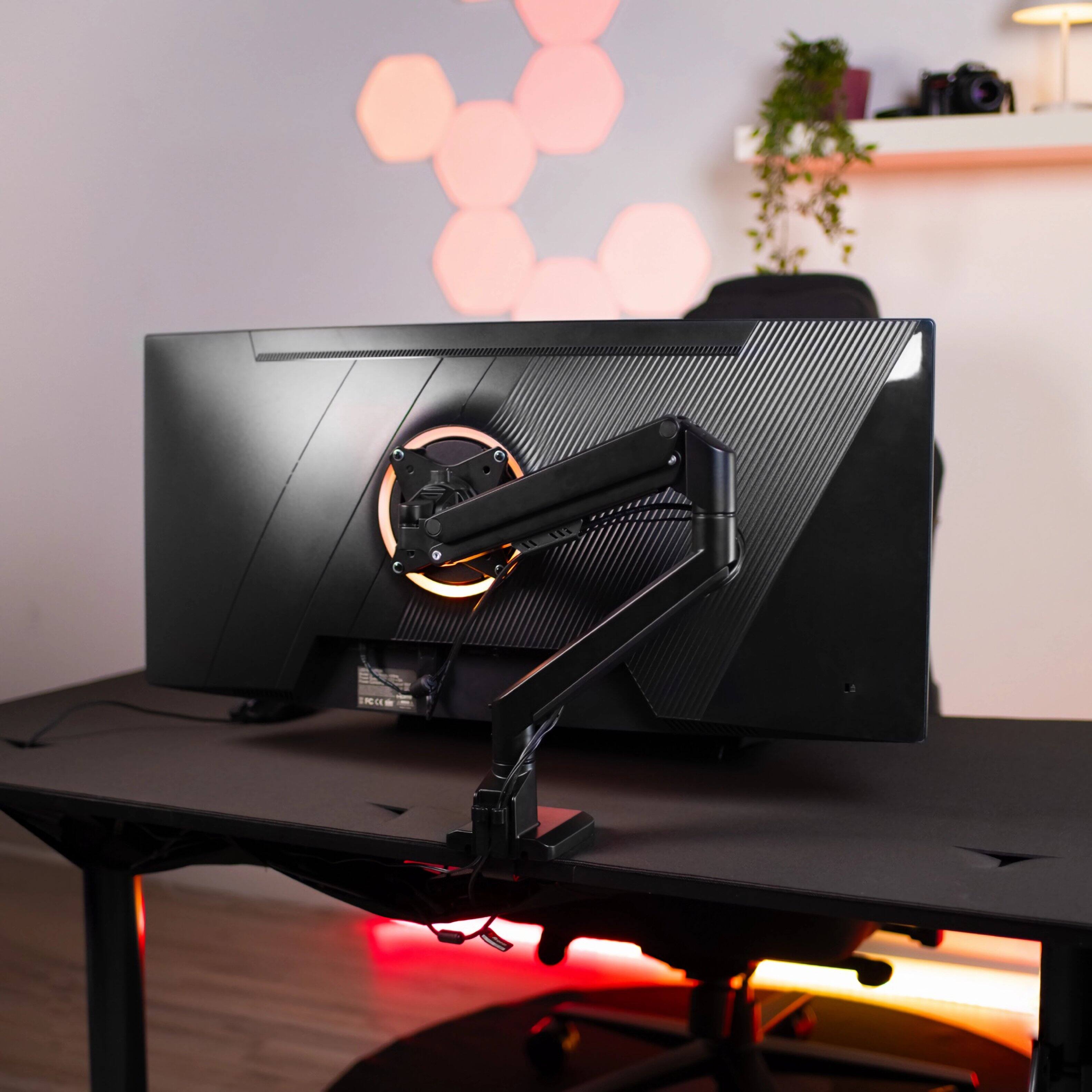 Alt View 1. Arozzi - Arozzi Alzare Neo Gas Spring Single Monitor Arm – Adjustable Height & Full Motion – Black - Black.