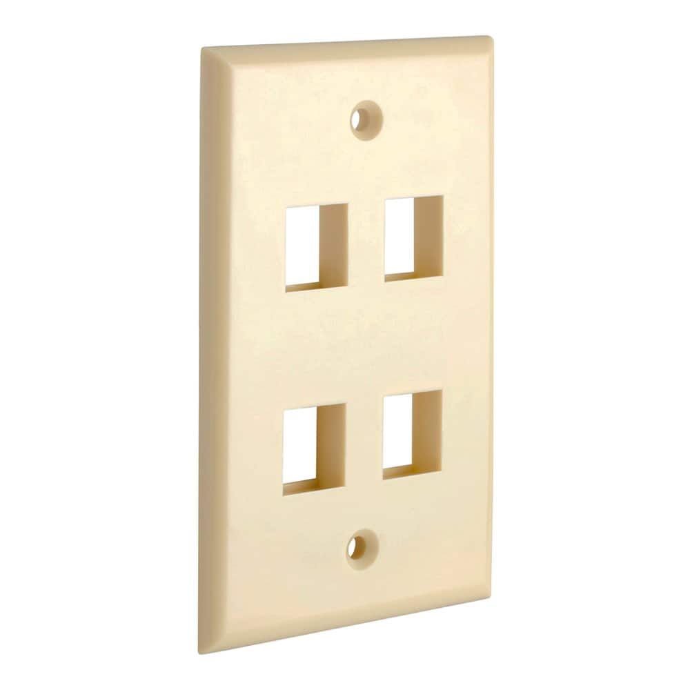 Cmple.com - Cmple - Keystone Wall Plate Cover Ethernet Wall Plates for Modular Inserts, RJ45 Keystone Jack - 4 Port - Ivory