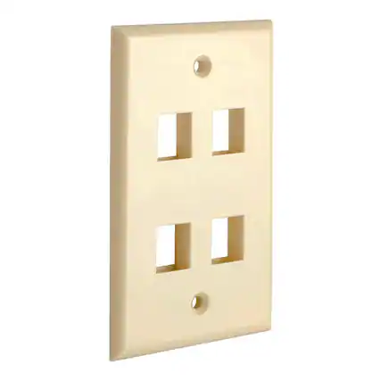 Front. Cmple.com - Cmple - Keystone Wall Plate Cover Ethernet Wall Plates for Modular Inserts, RJ45 Keystone Jack - 4 Port - Ivory - Ivory.