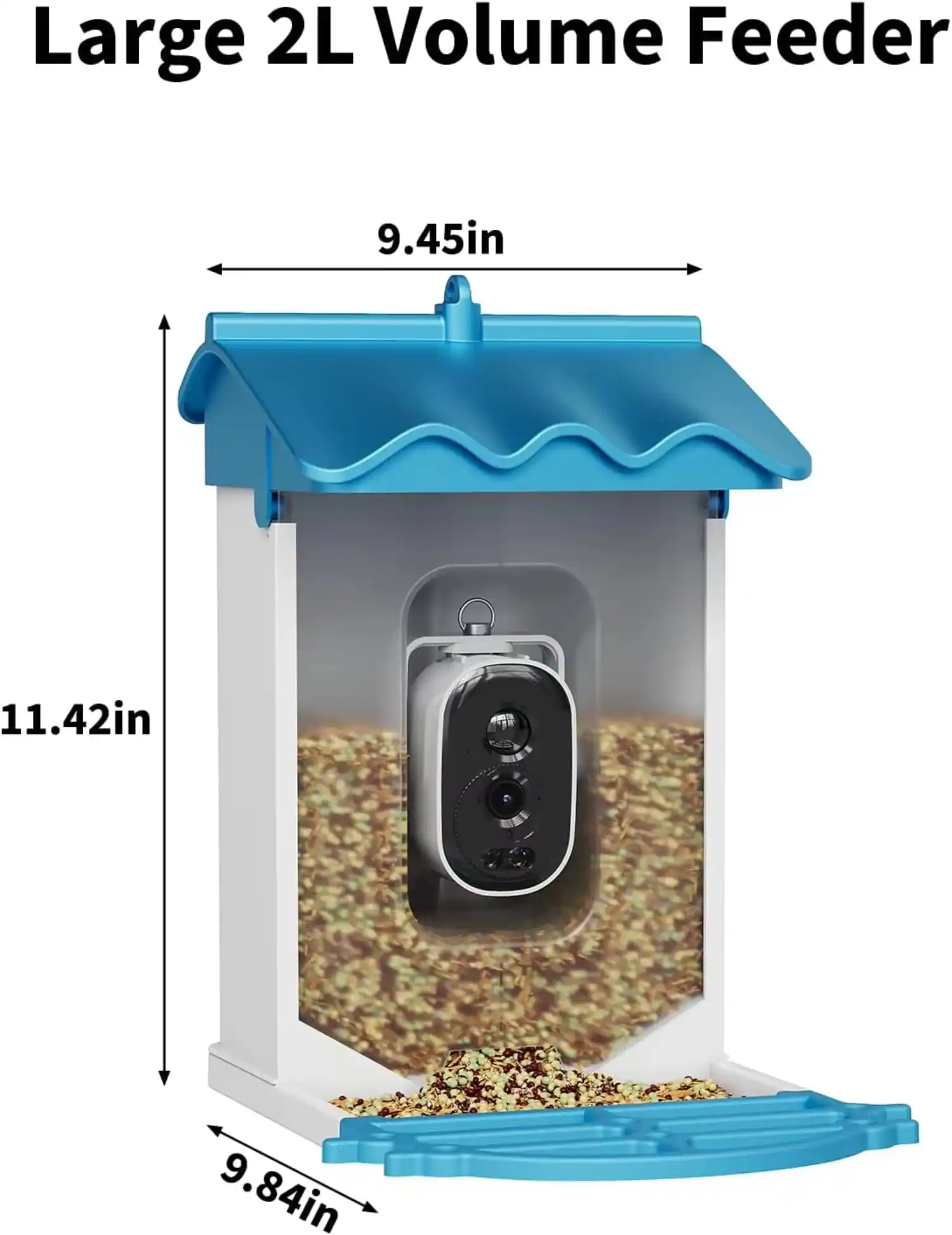 Large 2L Volume Feeder  
9.45in x 11.42in x 9.84in