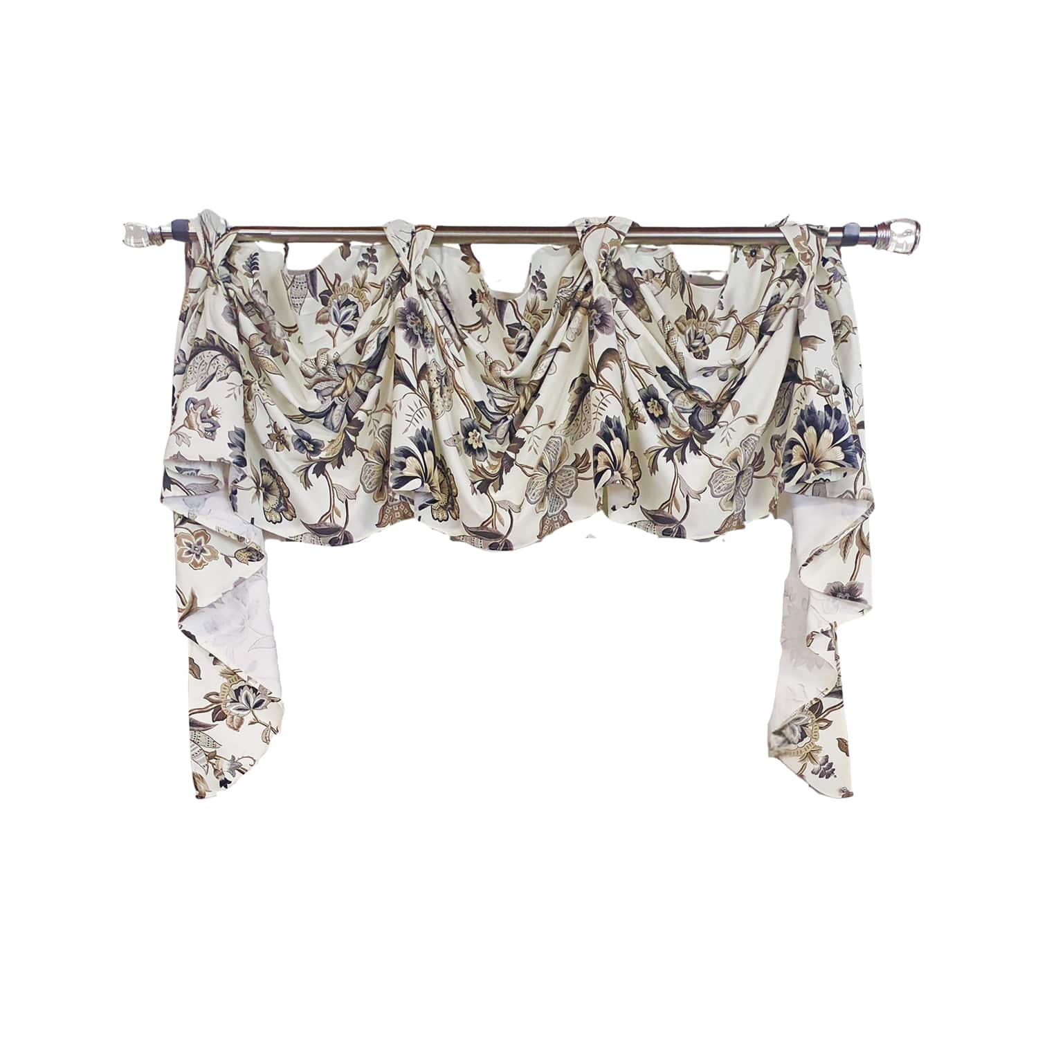 RLF Home - Zanzibar 3-S Victory 100% Cotton Tab Top Swag Window Curtain 54" x 25" - Gray