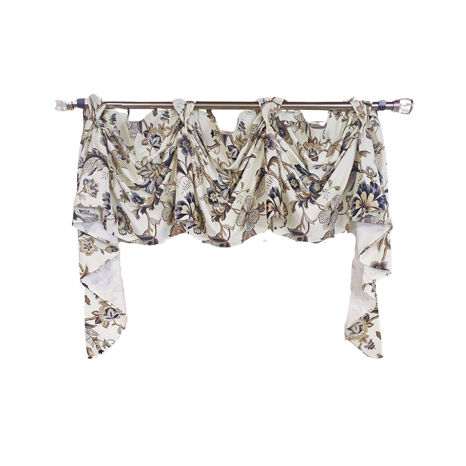 Front. RLF Home - RLF Home Zanzibar 3-S Victory 100% Cotton Tab Top Swag Window Curtain 54" x 25" Gray - Gray.