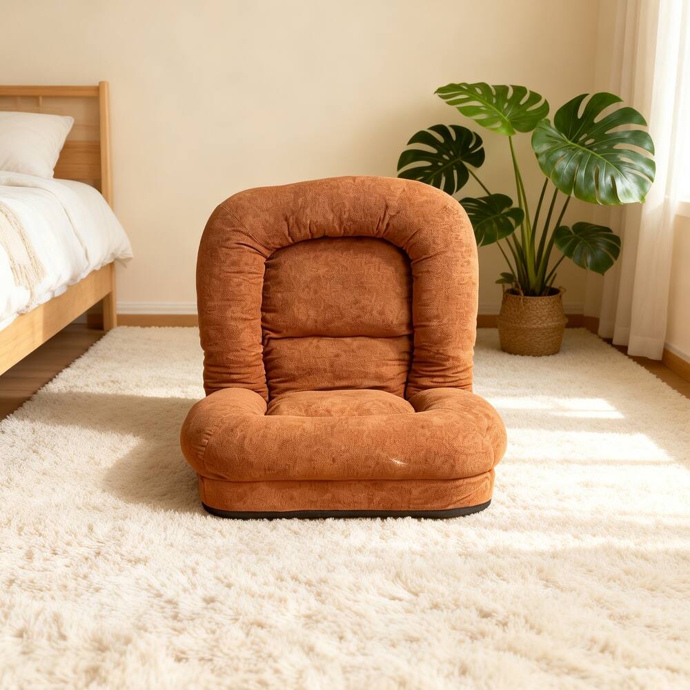 Alt View 7. Loheer - Loheer Egg Tart Lazy Sofa Adjustable Folding Floor Chair Bed - Beige.