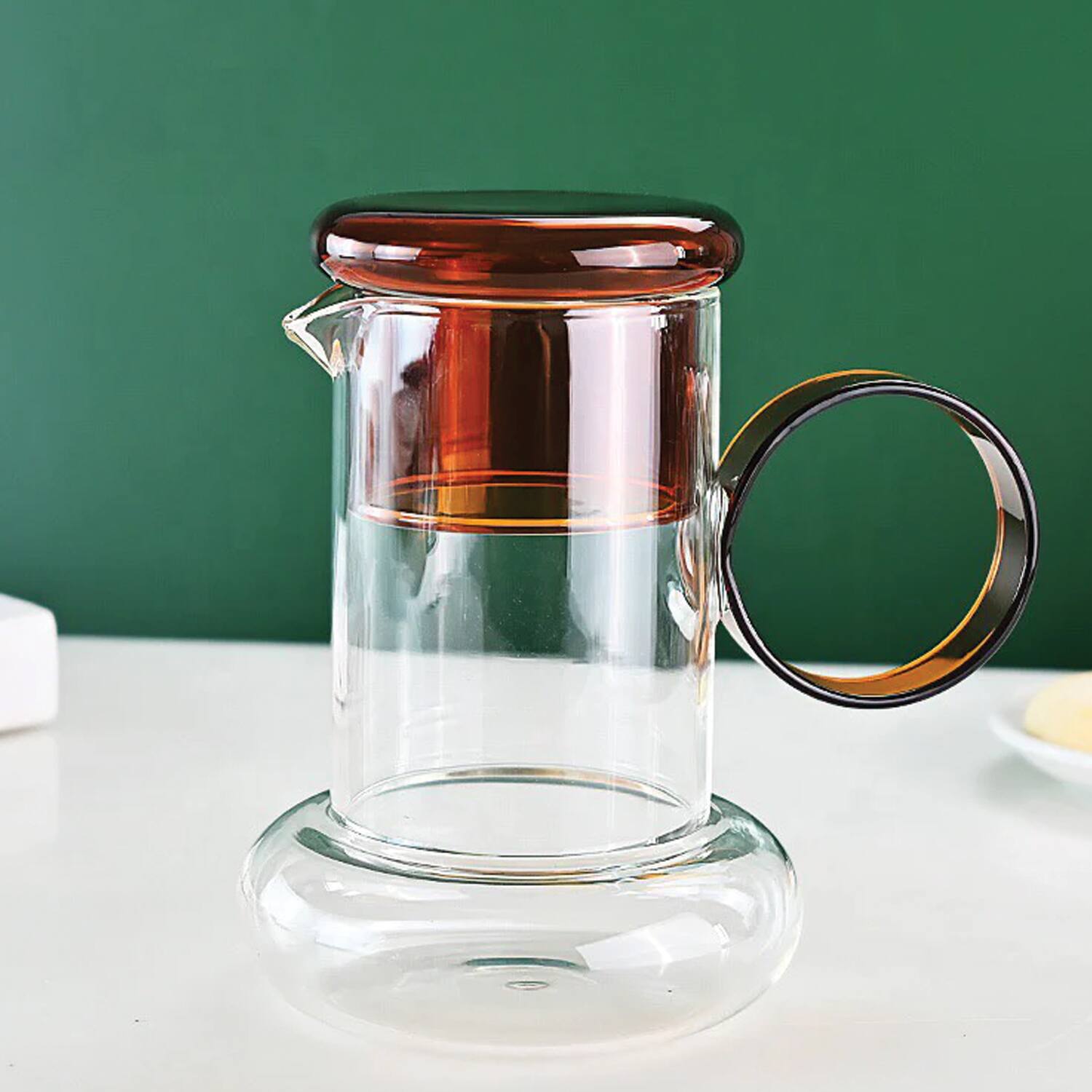 Left. Jay Import - Amber Borosilicate Ring Pitcher Drinking Set 23 OZ. - Amber.