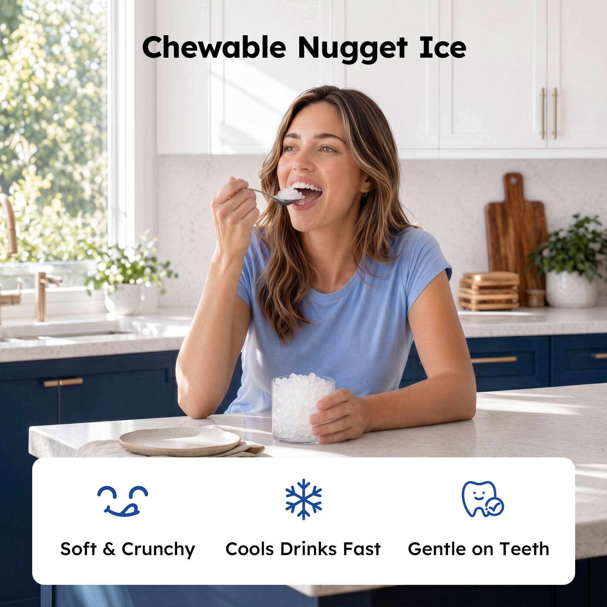 Chewable Nugget Ice

Soft & Crunchy
Cools Drinks Fast
Gentle on Teeth