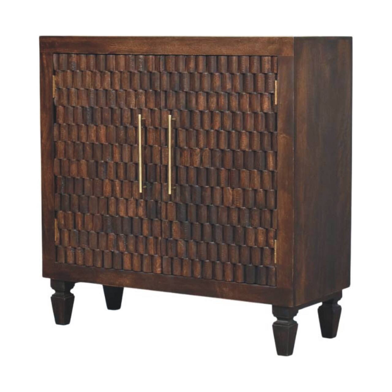 Left. Artisan Furniture - Artisan Furniture Solid Wood Vesta Textured Cabinet - Brown.
