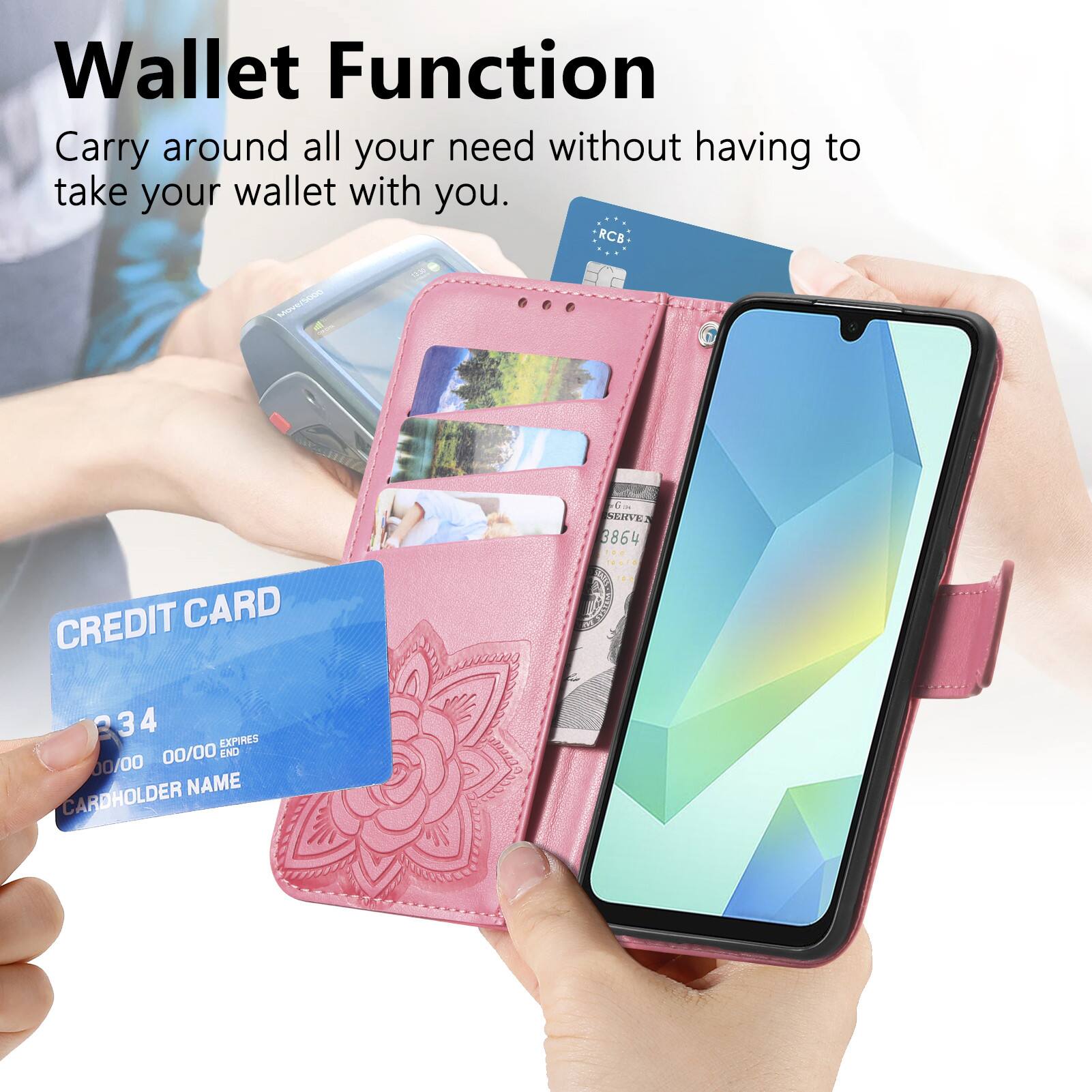 Wallet Function  
Carry around all your need without having to take your wallet with you.  

RCB  
CREDIT CARD  
334 4  
EXPIRES 00/00  
END 00/00  
CARDHOLDER NAME
