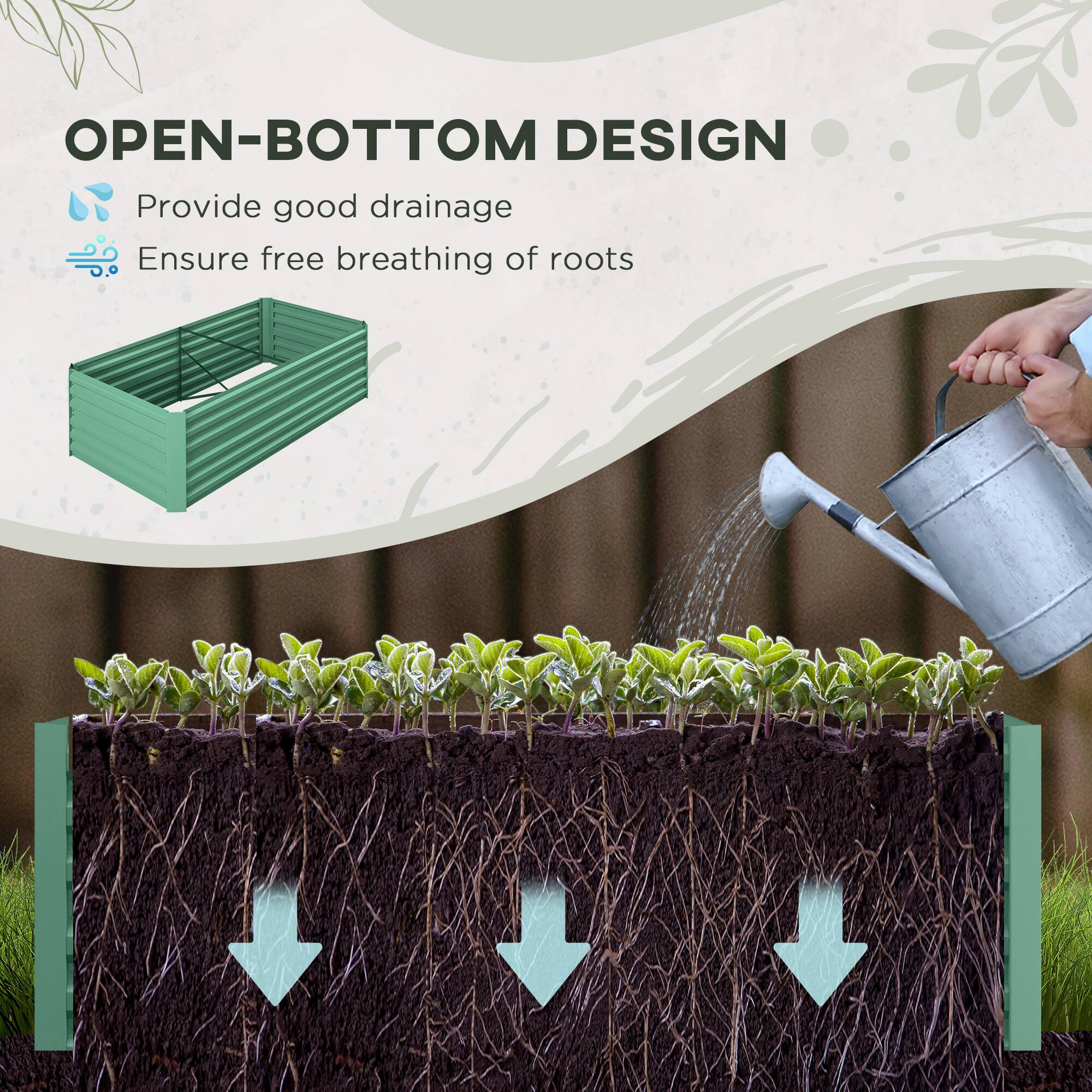 OPEN-BOTTOM DESIGN
Provide good drainage
Ensure free breathing of roots