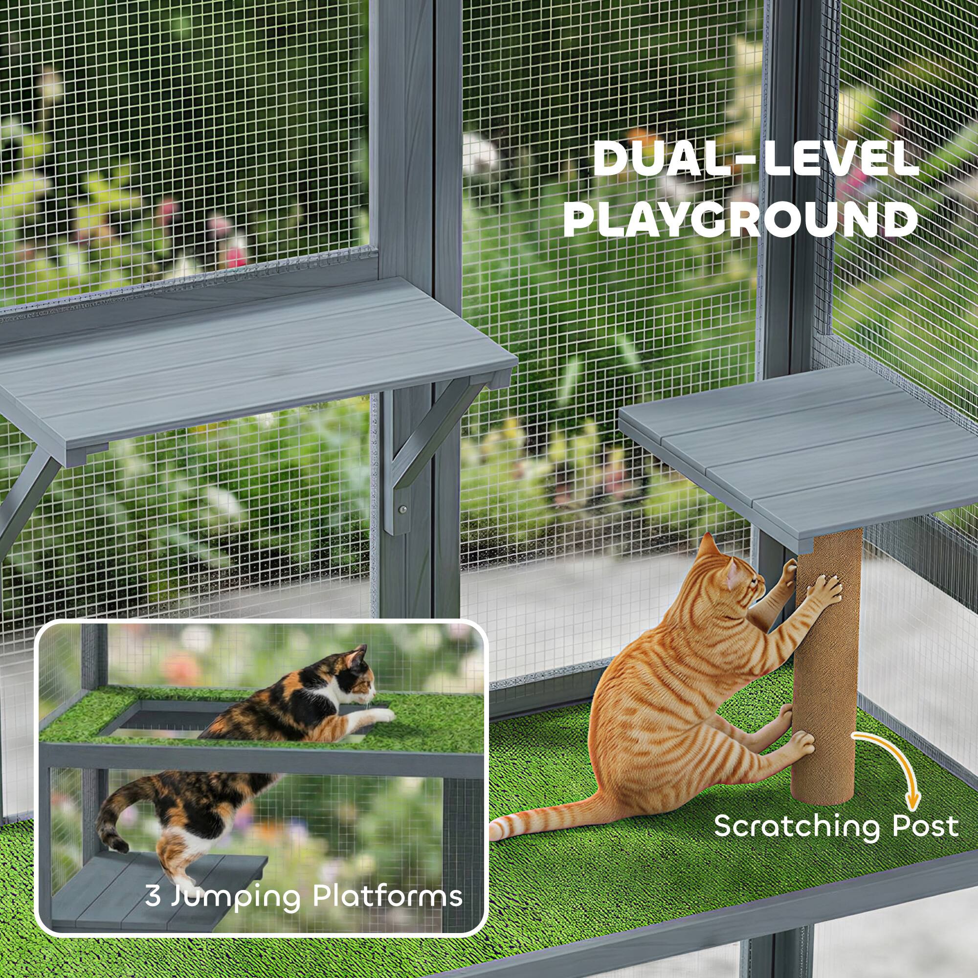 DUAL-LEVEL PLAYGROUND  
Scratching Post  
3 Jumping Platforms
