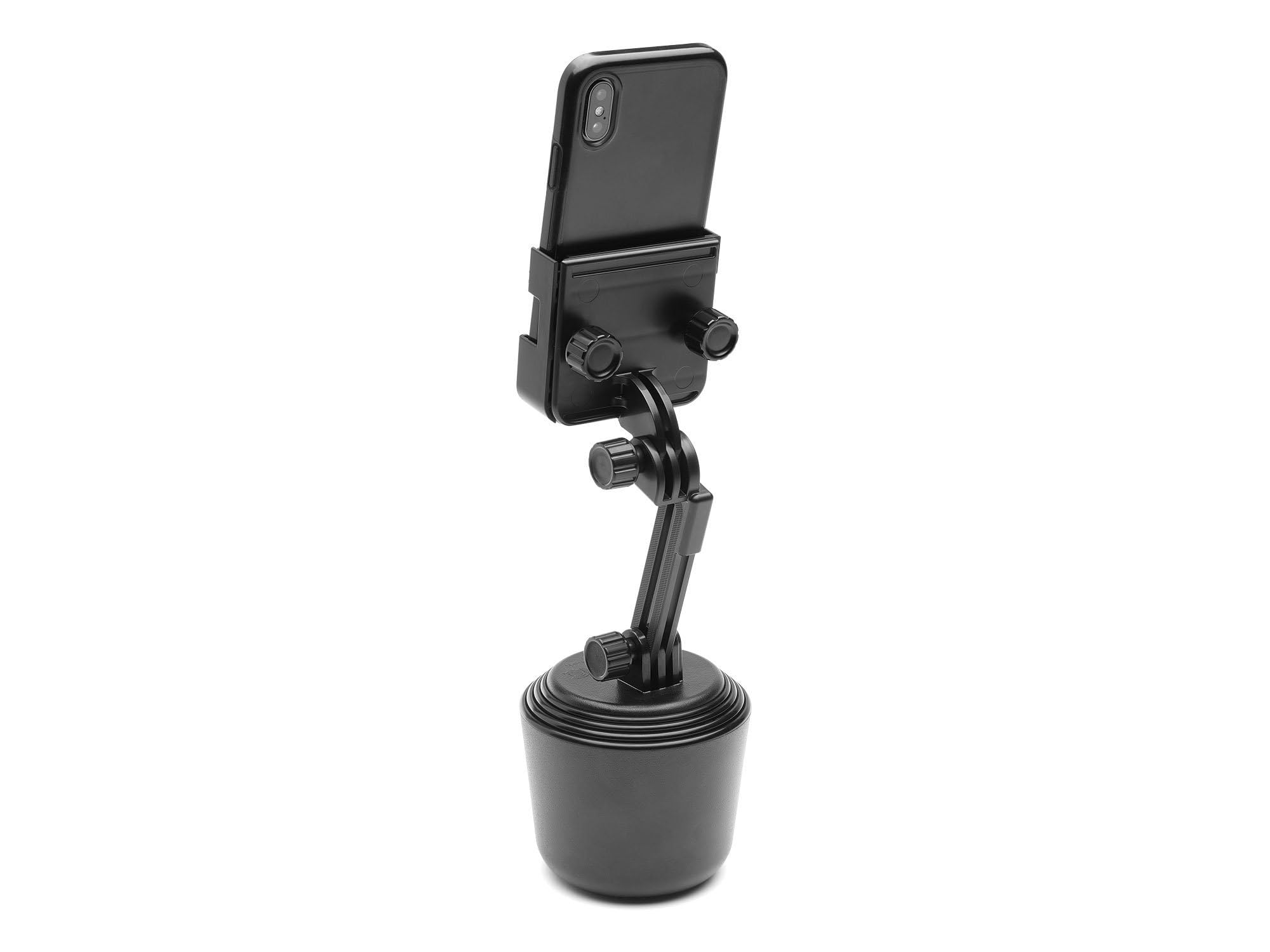 Alt View 3. WeatherTech - CupFone Two View with Extension | Rotatable & Extendable Universal Cup Holder Phone Mount – Orange Metal Knobs - Black/Orange Metal.
