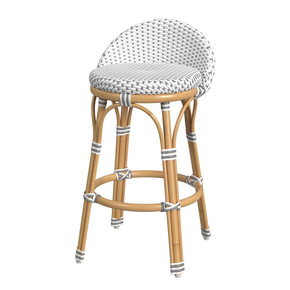 Alt View 2. Butler Specialty - Inez 24 in. Seat Height Rattan Low Back Counter Stool - Gray.