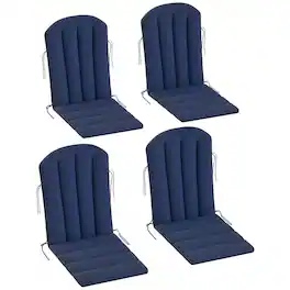 Outsunny - of 4 Outdoor Chair Cushions, High Back Adirondack Chair Cushion with Ties, High-Density Foam - Navy Blue