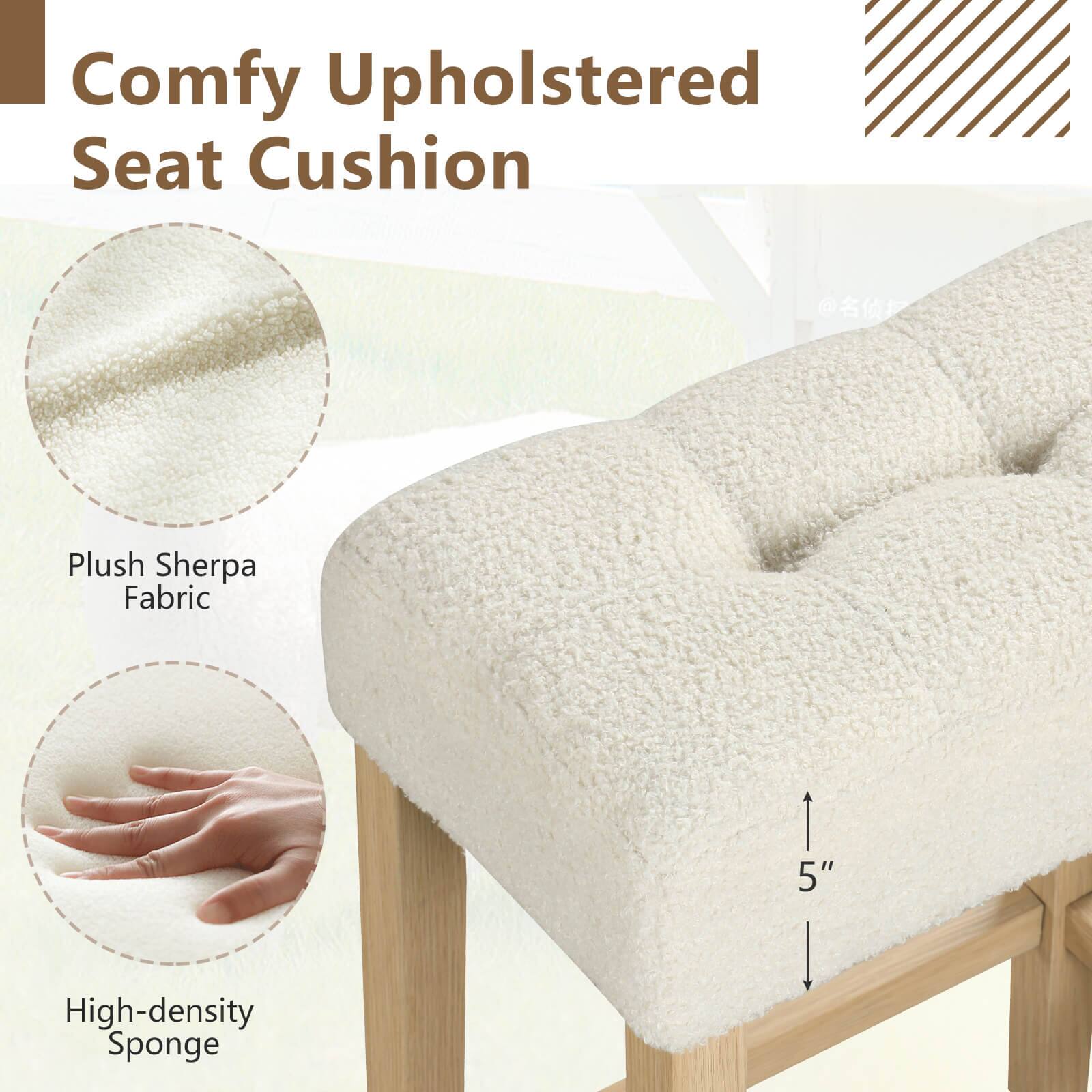Comfy Upholstered Seat Cushion

Plush Sherpa Fabric

High-density Sponge

5"