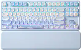 Wikistore - B87 Wireless Mechanical Keyboard,QMK/VIA Programmable,Hot Swap Gasket Mount RGB Backlit Gaming for Win/Mac,Milk V2 - Blue