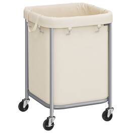Songmics Home - 45-Gallon (170 L) Laundry Basket with Wheels - Cream White and Metallic Silver