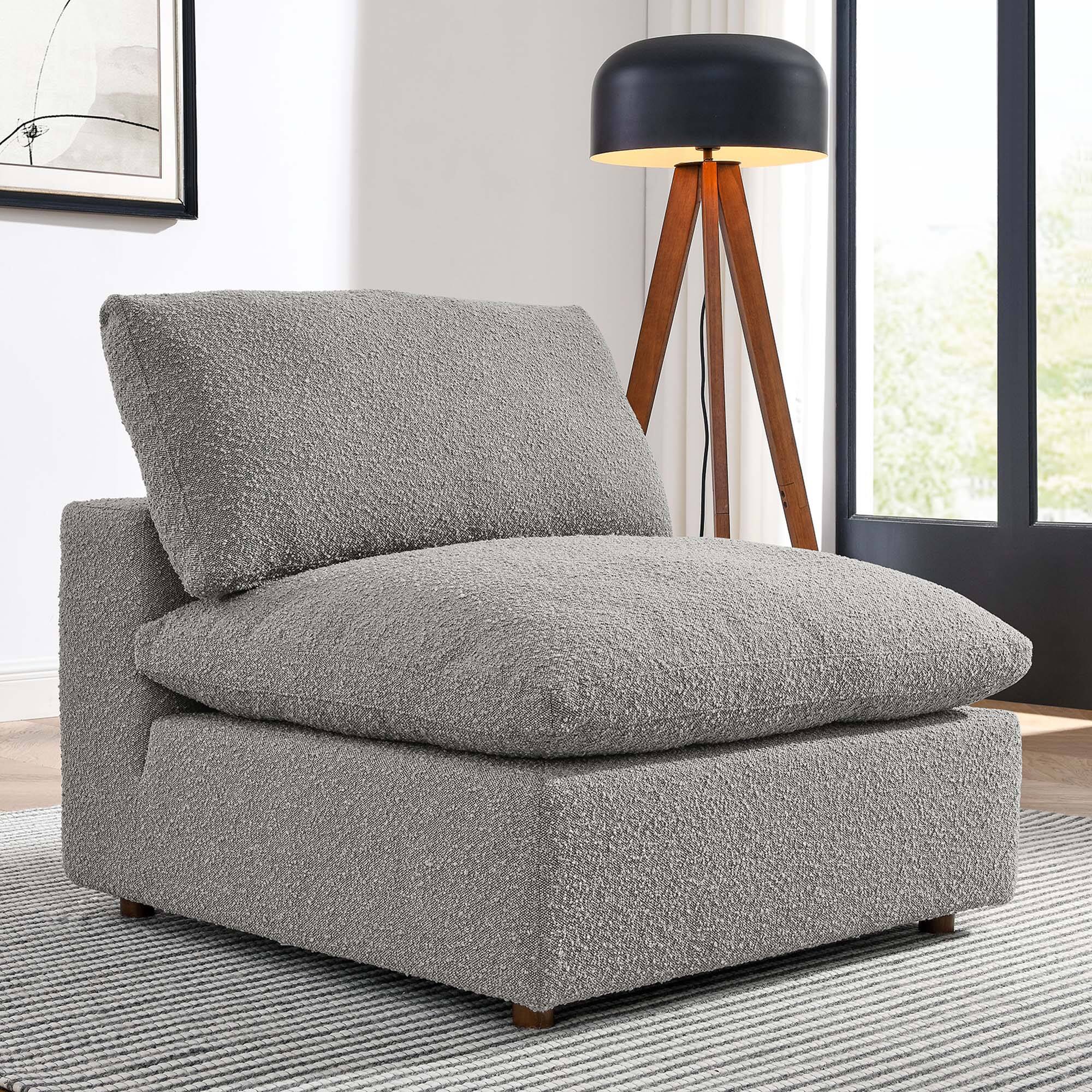 Alt View 7. Modway - Commix Down Filled Overstuffed Boucle Fabric Armless Chair by Modway - Light Gray.