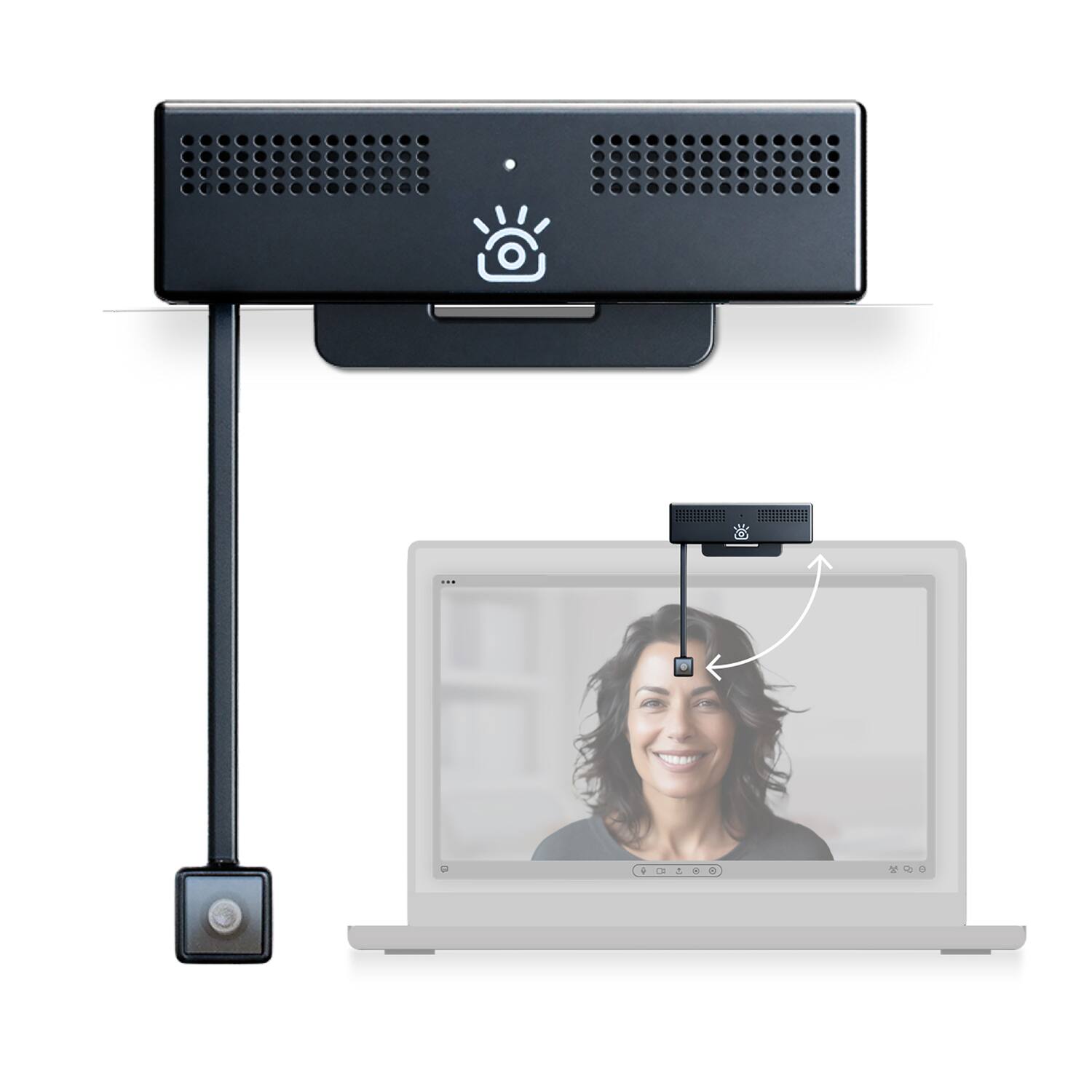 Alt View 8. iContact Camera - ProMini 4K Eye-Contact Webcam, Retractable Arm for Laptops - Black.