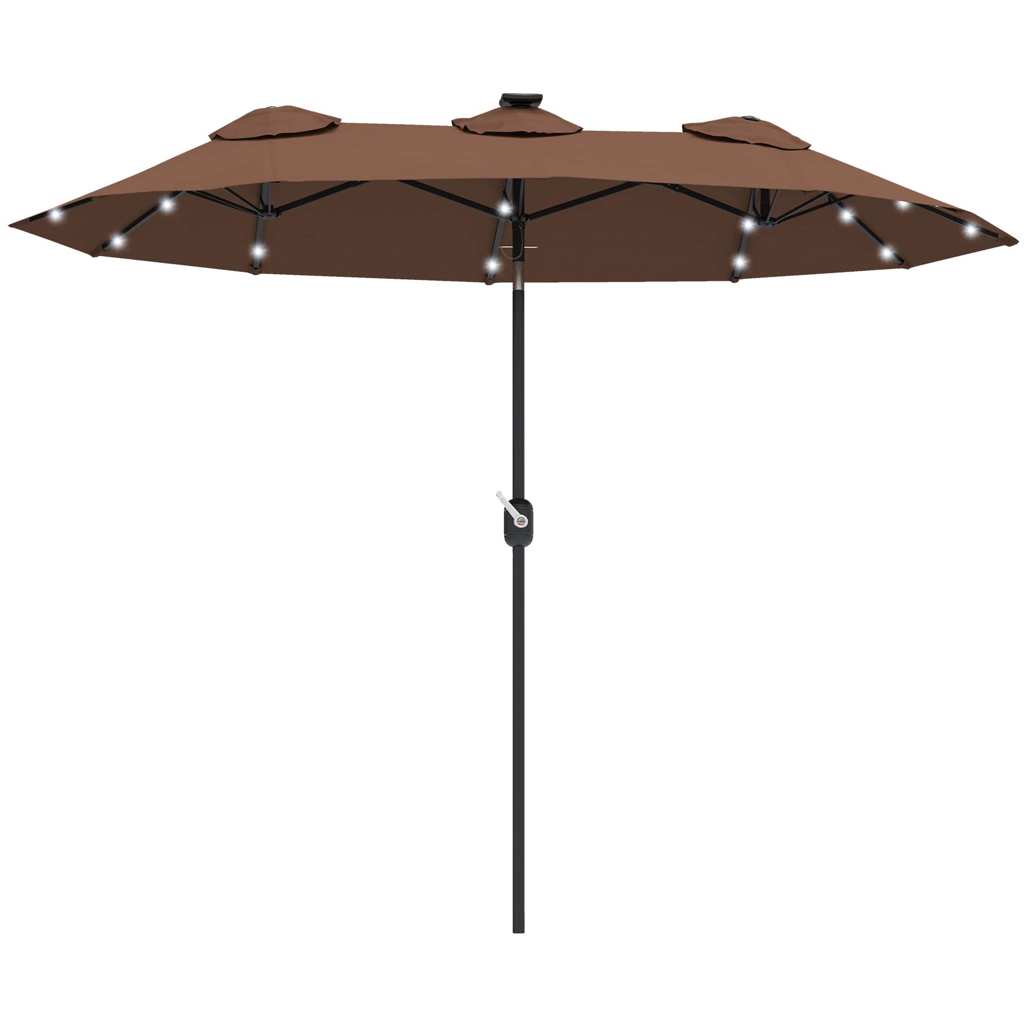 Outsunny - Patio Umbrella, 9.7 ft. Outdoor Umbrella with 45-Degree Tilt and Crank - Coffee