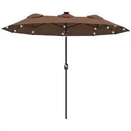 Outsunny - Patio Umbrella, 9.7 ft. Outdoor Umbrella with 45-Degree Tilt and Crank - Coffee