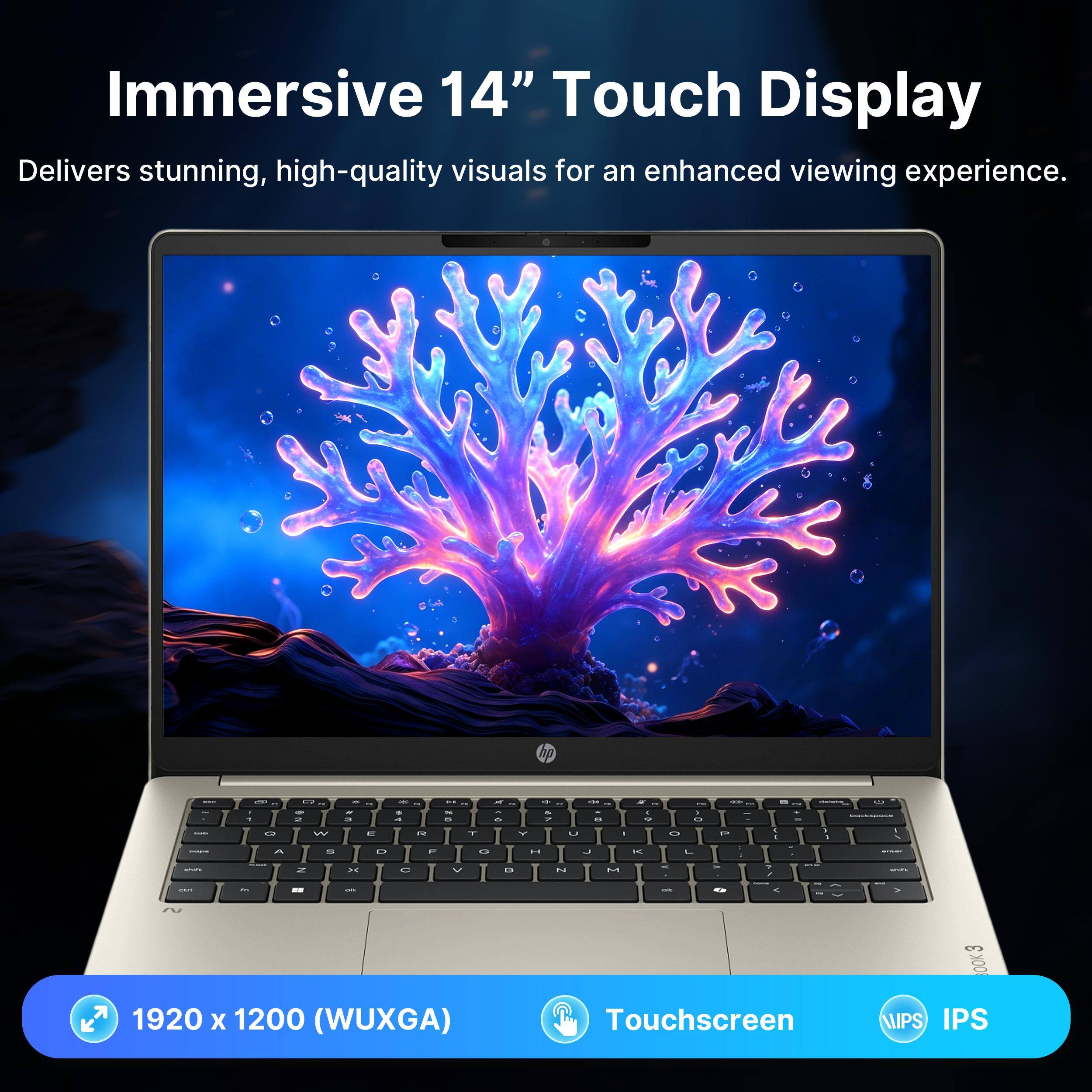Immersive 14" Touch Display Delivers stunning, high-quality visuals for an enhanced viewing experience.

1920 x 1200 (WUXGA)
Touchscreen
IPS