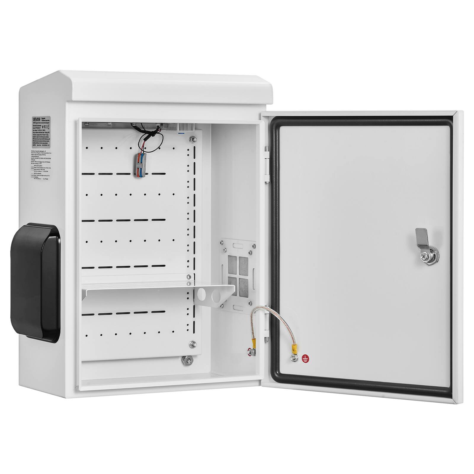 Alt View 5. VEVOR - Outdoor Electrical Box, Cold-Rolled Steel, Electrical Junction Box with Thermostat and Fan, Rain Hood, Ventilated Design - White;Black.