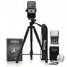 Pocket Radar - Ball Coach Pro-Level Speed Training Radar Gun Bundle w/ 360° Tripod Mount, Stand & Batteries