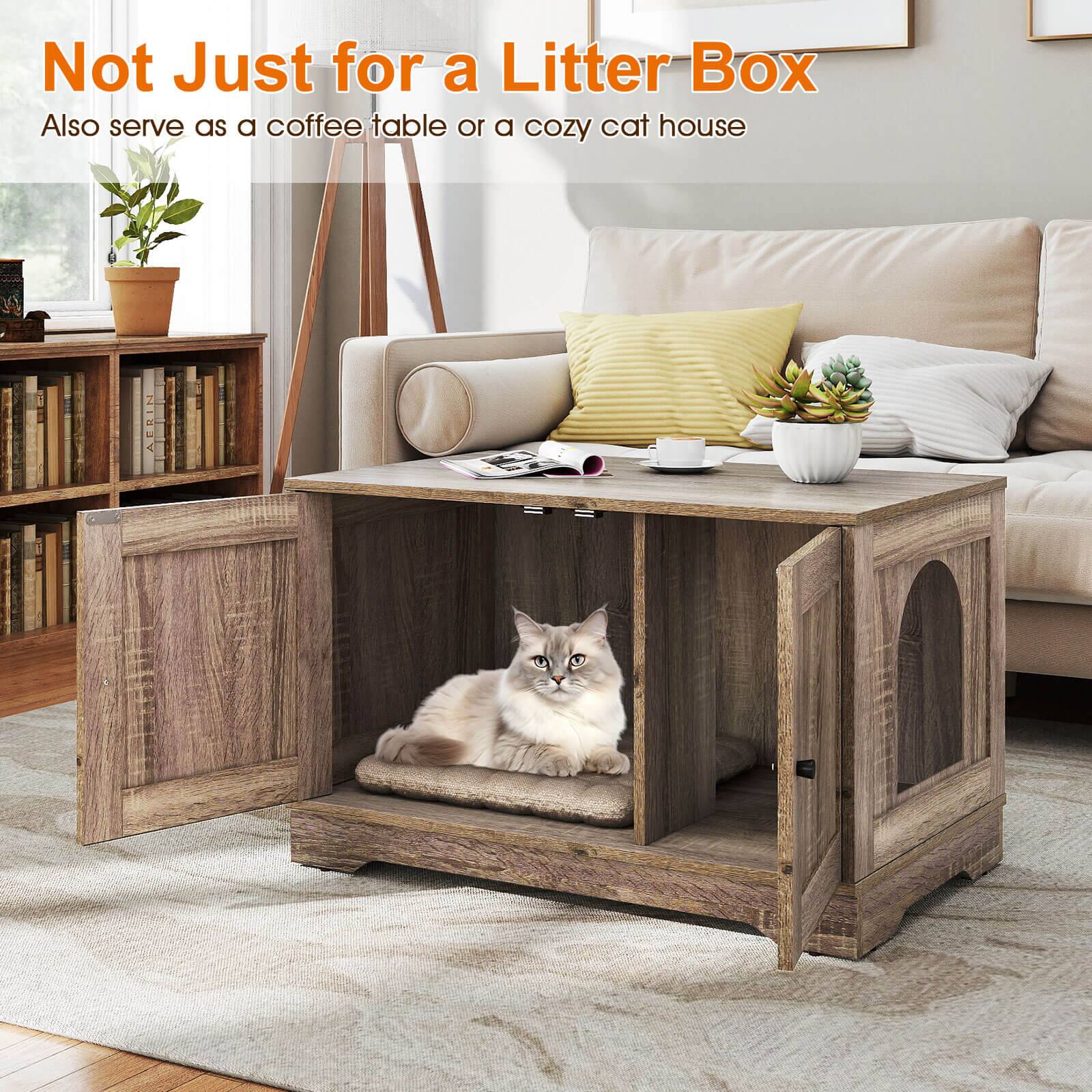 Not Just for a Litter Box  
Also serve as a coffee table or a cozy cat house
