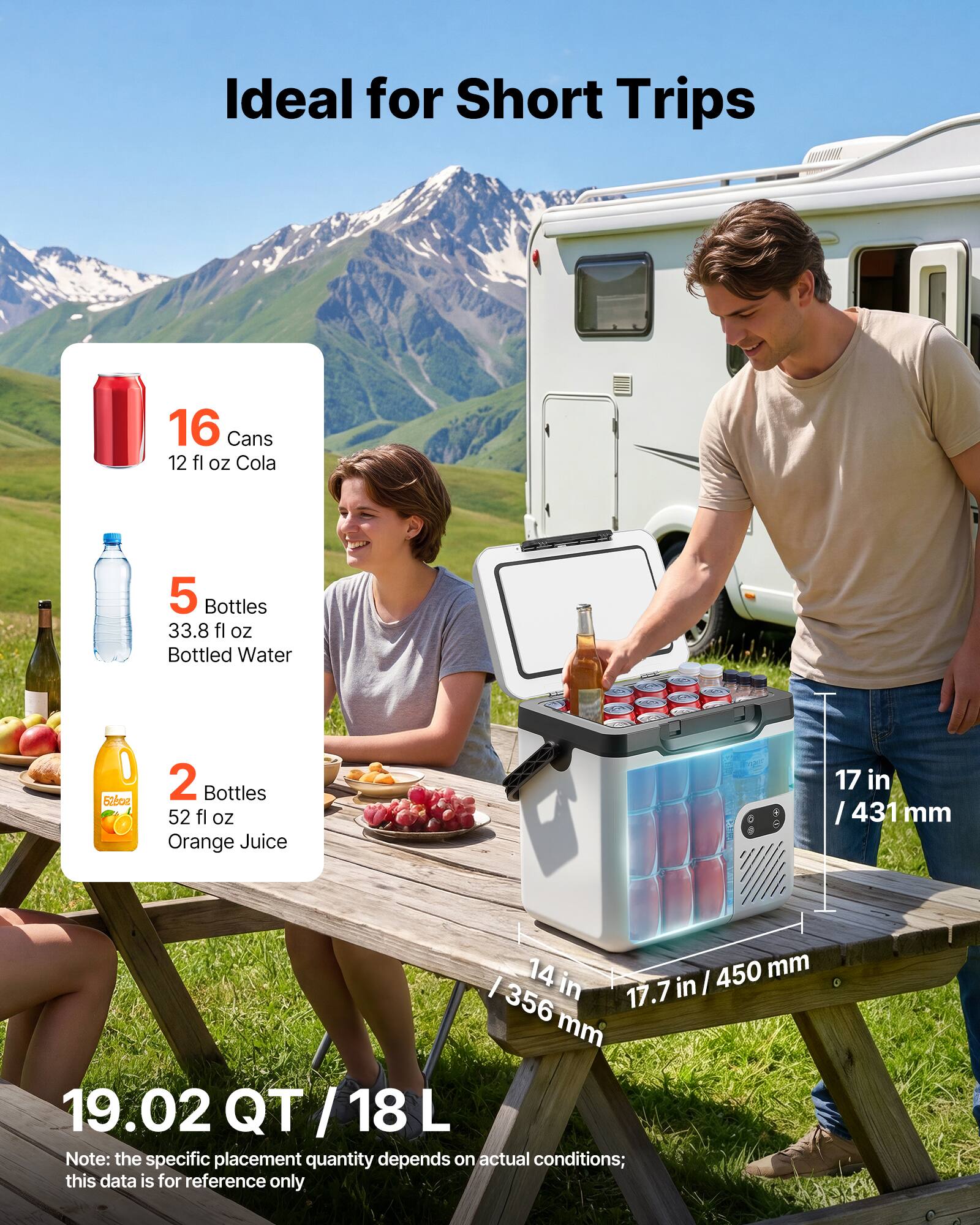 VEVOR 12 Volt Refrigerator, 19 QT/ 18L Car Fridge, Portable