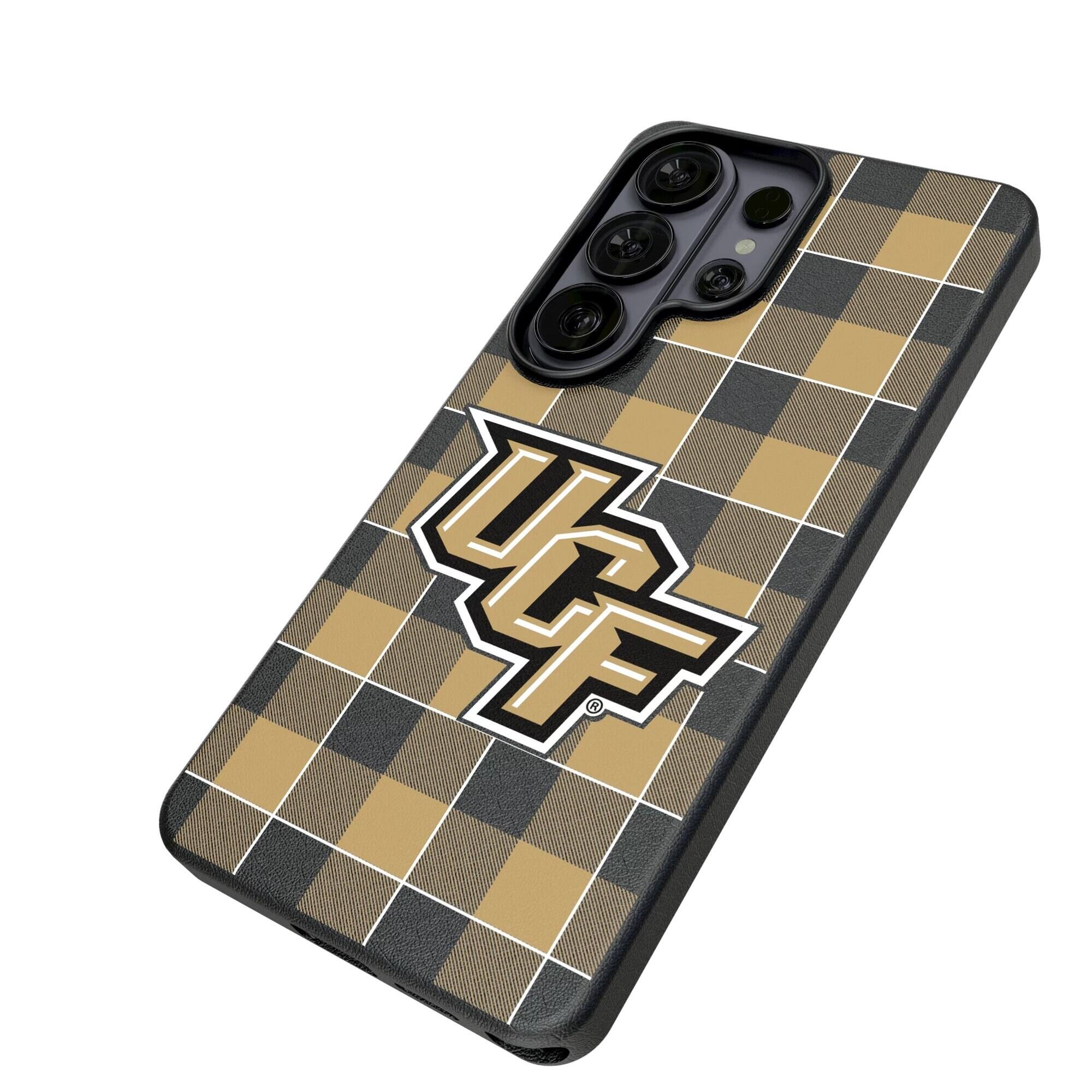 Alt View 1. Keyscaper - UCF Knights Plaid Galaxy Magnetic Bump Case - S26 Ultra - Black.