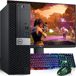 Dell - Refurbished Excellent - OptiPlex SFF Gaming PC | Intel i5-6th 3.2GHz | 16GB RAM | 256GB SSD + 500GB | NVIDIA GT 1030 | 24" LED | Wi-Fi | Win11 - Black