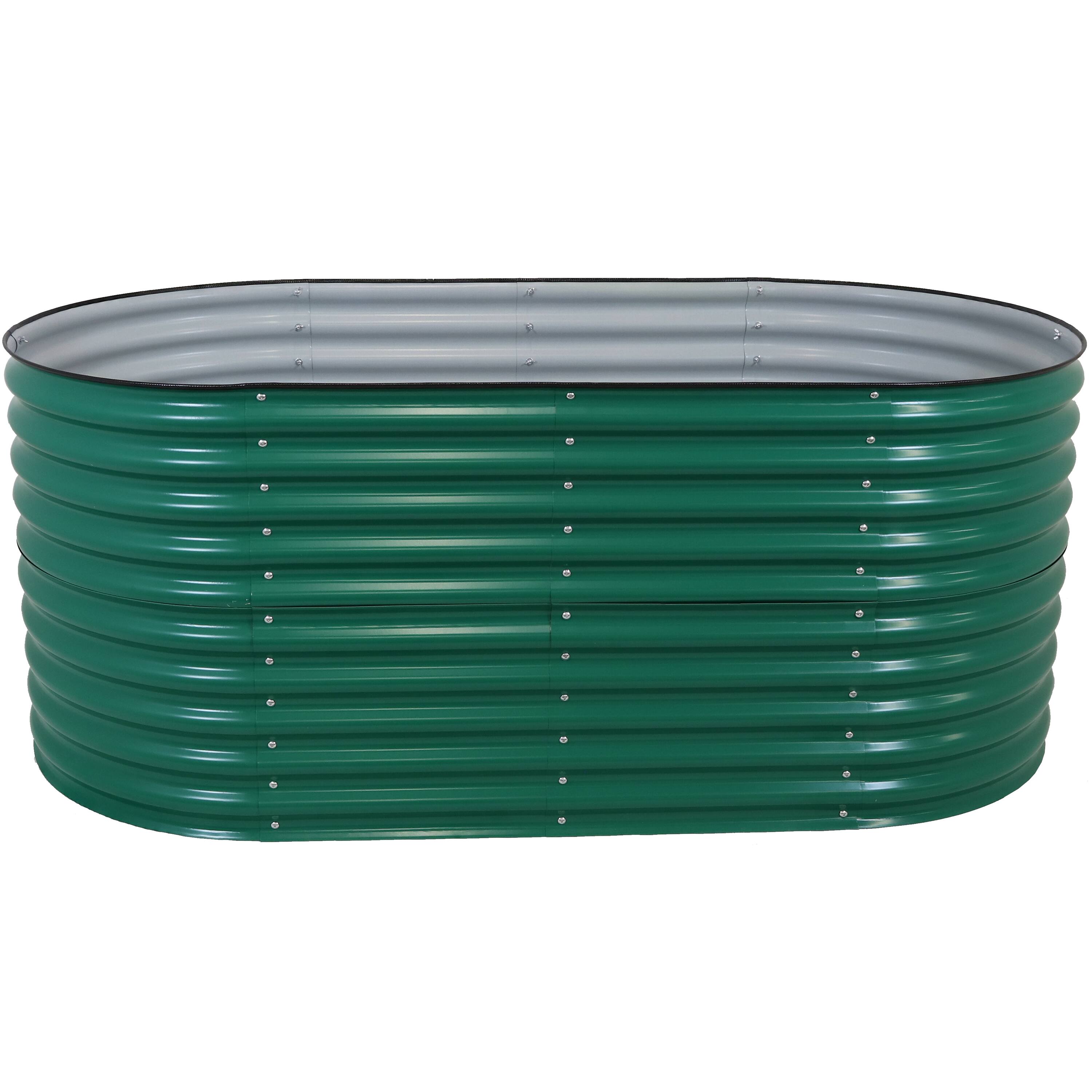 Alt View 9. Sunnydaze - Galvalume Steel Oval Raised Garden Bed - 79 in x 32 in - Green.