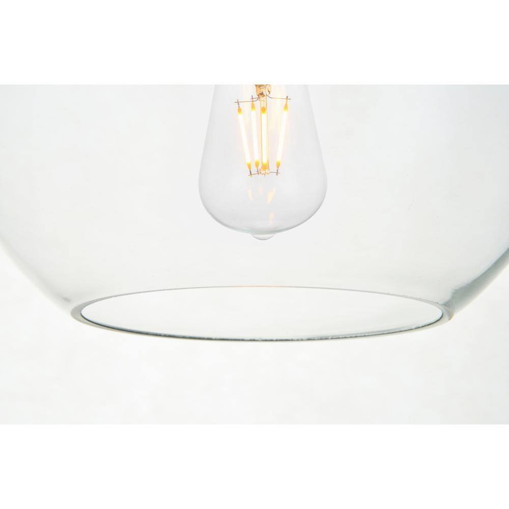 Alt View 1. Living District - Baxter 1 Light Brass Pendant With Clear Glass - Brass And Clear.