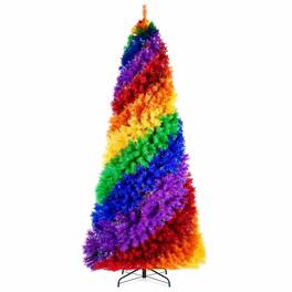 RYHNUYNE - 6Ft Rainbow Spiral Christmas Tree, 1248 Branch Tips PVC Unique Spiral Design Full Lush Shape Sturdy Metal Stand - Colorful