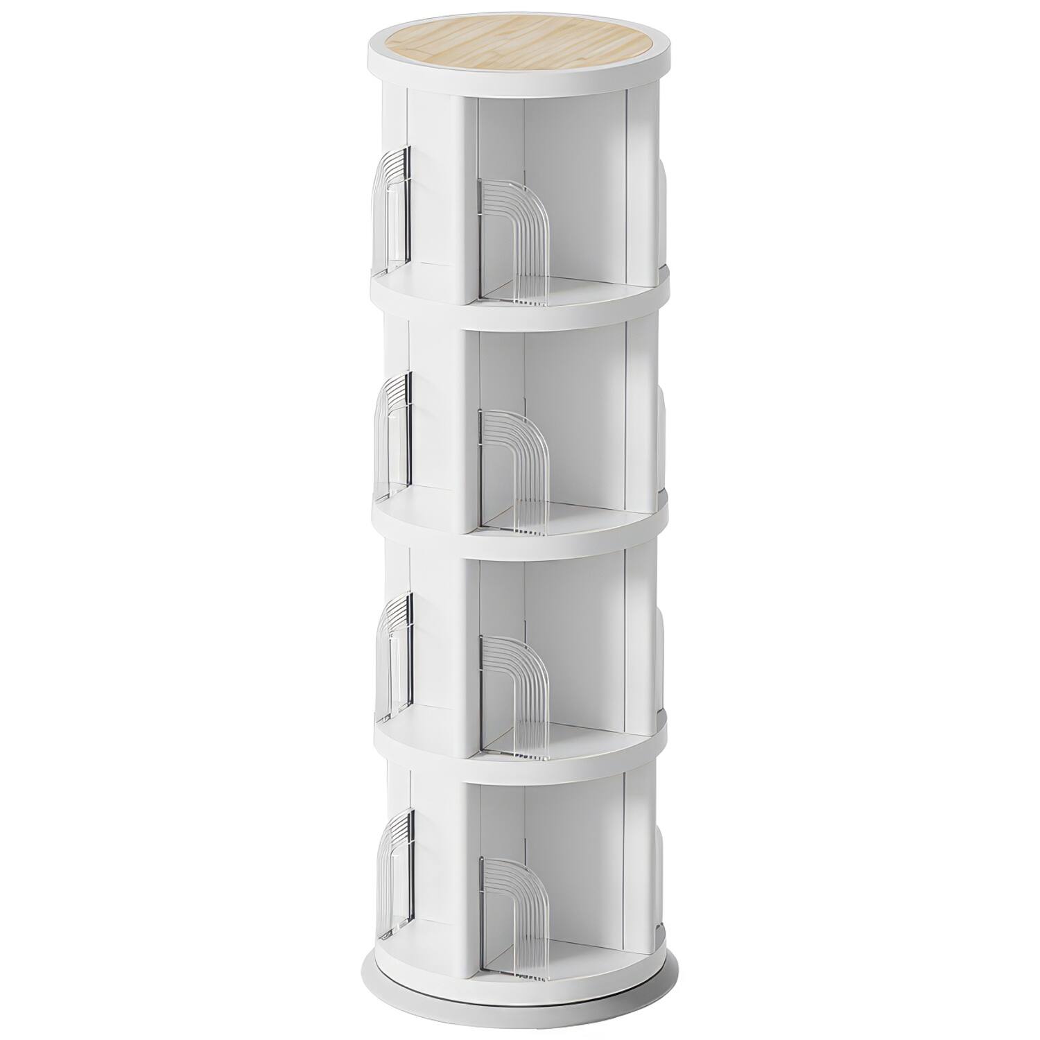 Alt View 2. FC Design - FC Design 360° Rotating 4-Tier Bookshelf, Space-Saving Organizer for Home, Office, Easy Assembly - White.