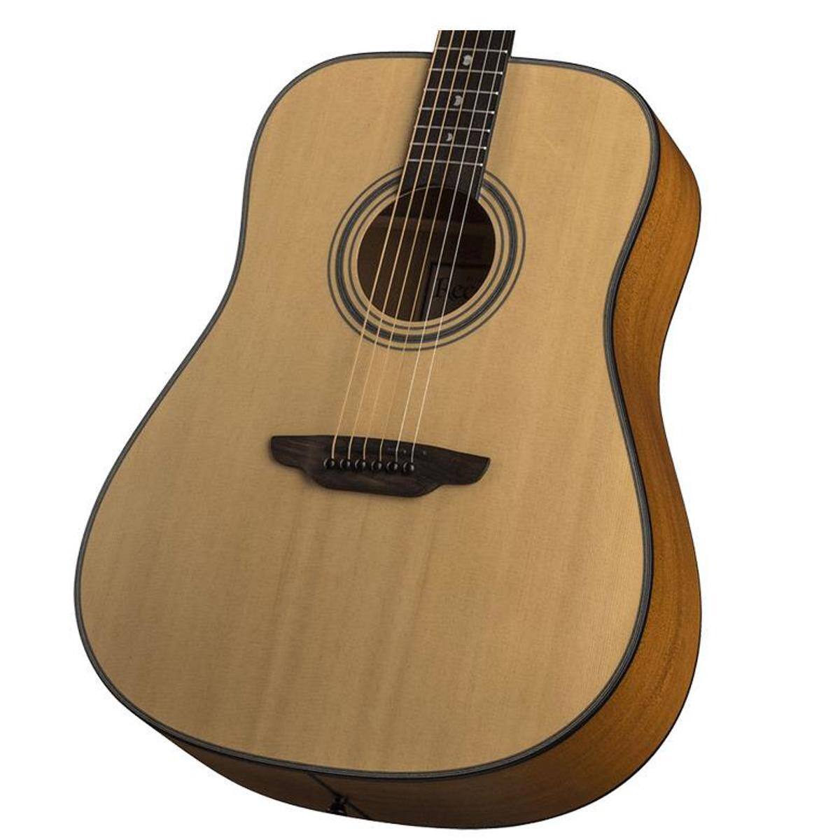 Luna Art Recorder All Solid Wood Dreadnought 6 String Guitar, 21 Frets ...