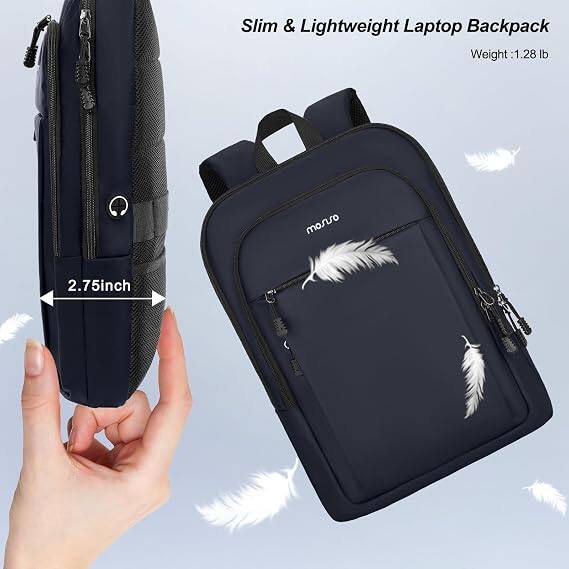 Slim & Lightweight Laptop Backpack  
Weight: 1.28 lb  
2.75 inch