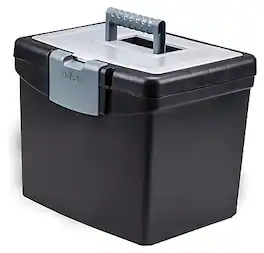 Storex - Portable File Storage Box, Letter, Black (STX61502U01C) - Black, gray and clear