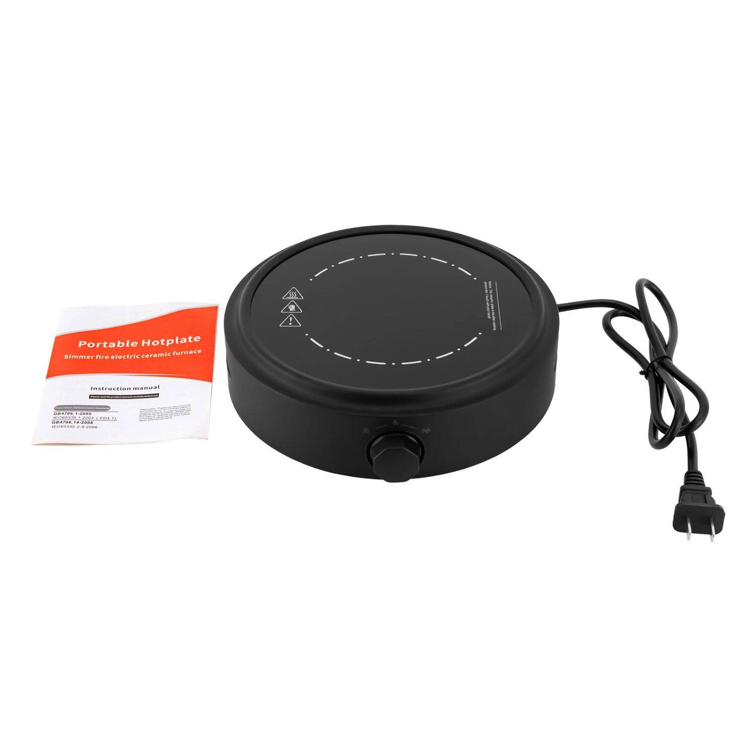 Portable Hotplate  
Simmer fire electric ceramic furnace  

Instruction manual  

Model: T-100  
Voltage: 110V-240V  
Power: 1000W  
Size: 10 inches  
Weight: 2.5 kg  

Made in China  

E.G.A.T.I.R  
Code: CA.A