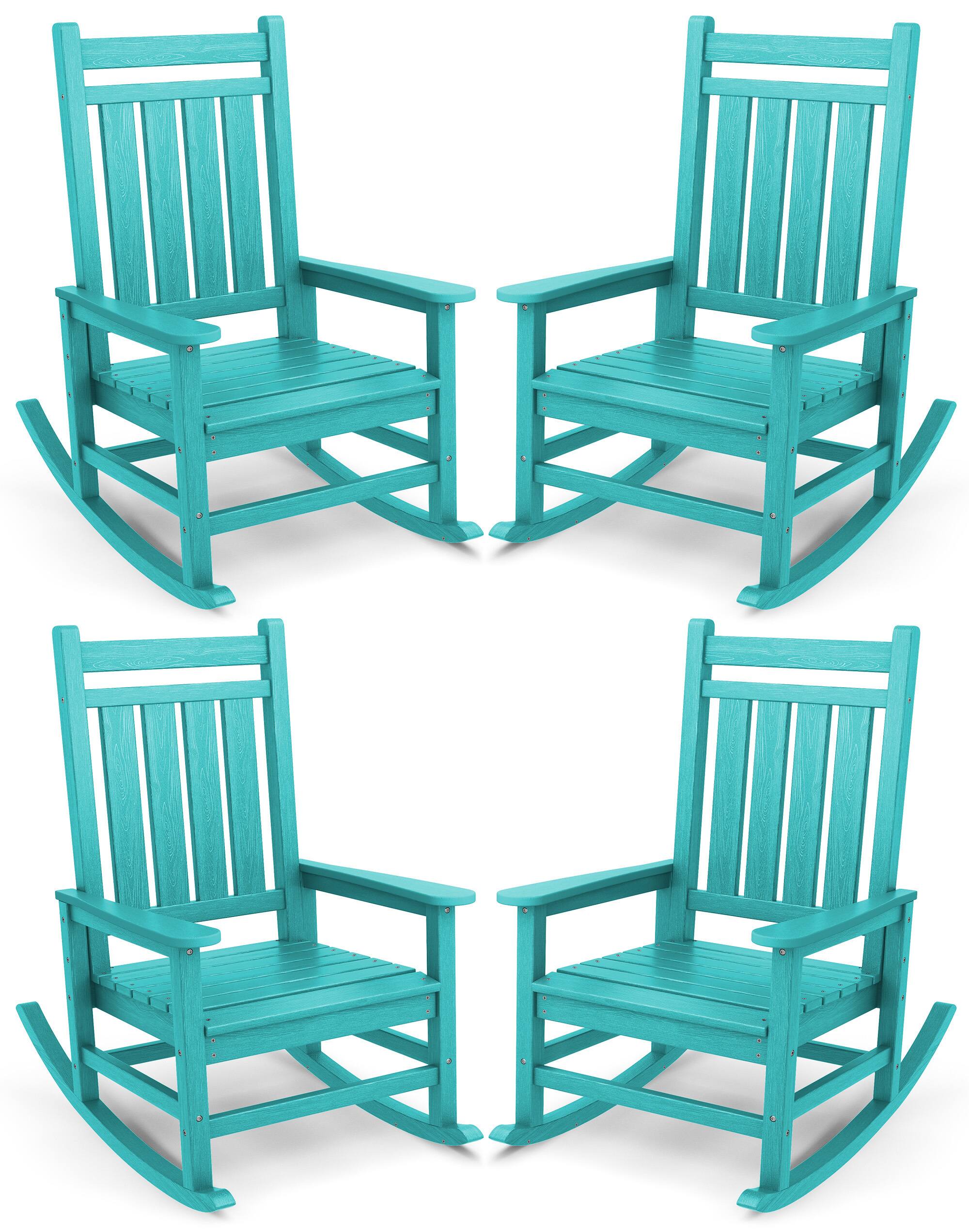Front. SERWALL - SERWALL Outdoor Rocking Chair Set of 4, HDPE Rocker for Adults, Aruba - Aruba.
