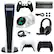Front. Sony - PS5 Digital Console with Extra Black Dualsense Controller and Accessories Kit - White.